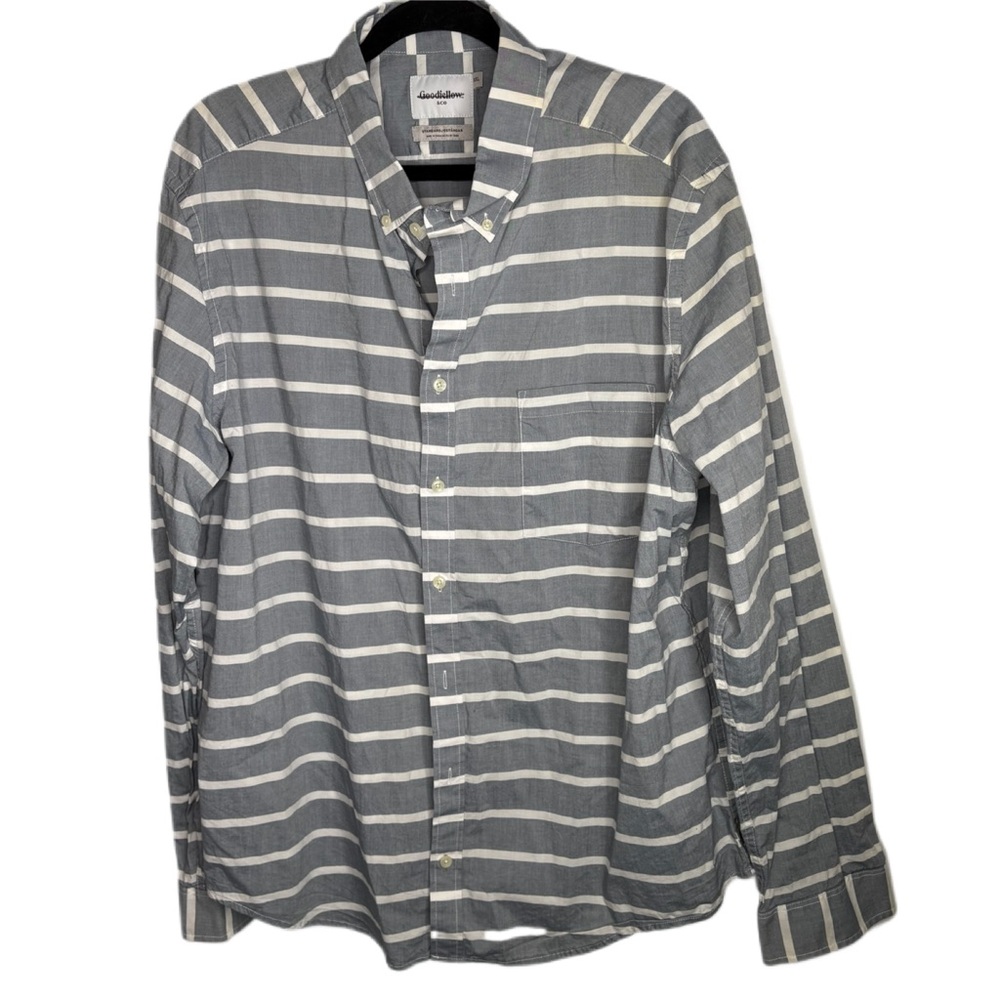 Cotton Gray Striped Men's Shirt XXL